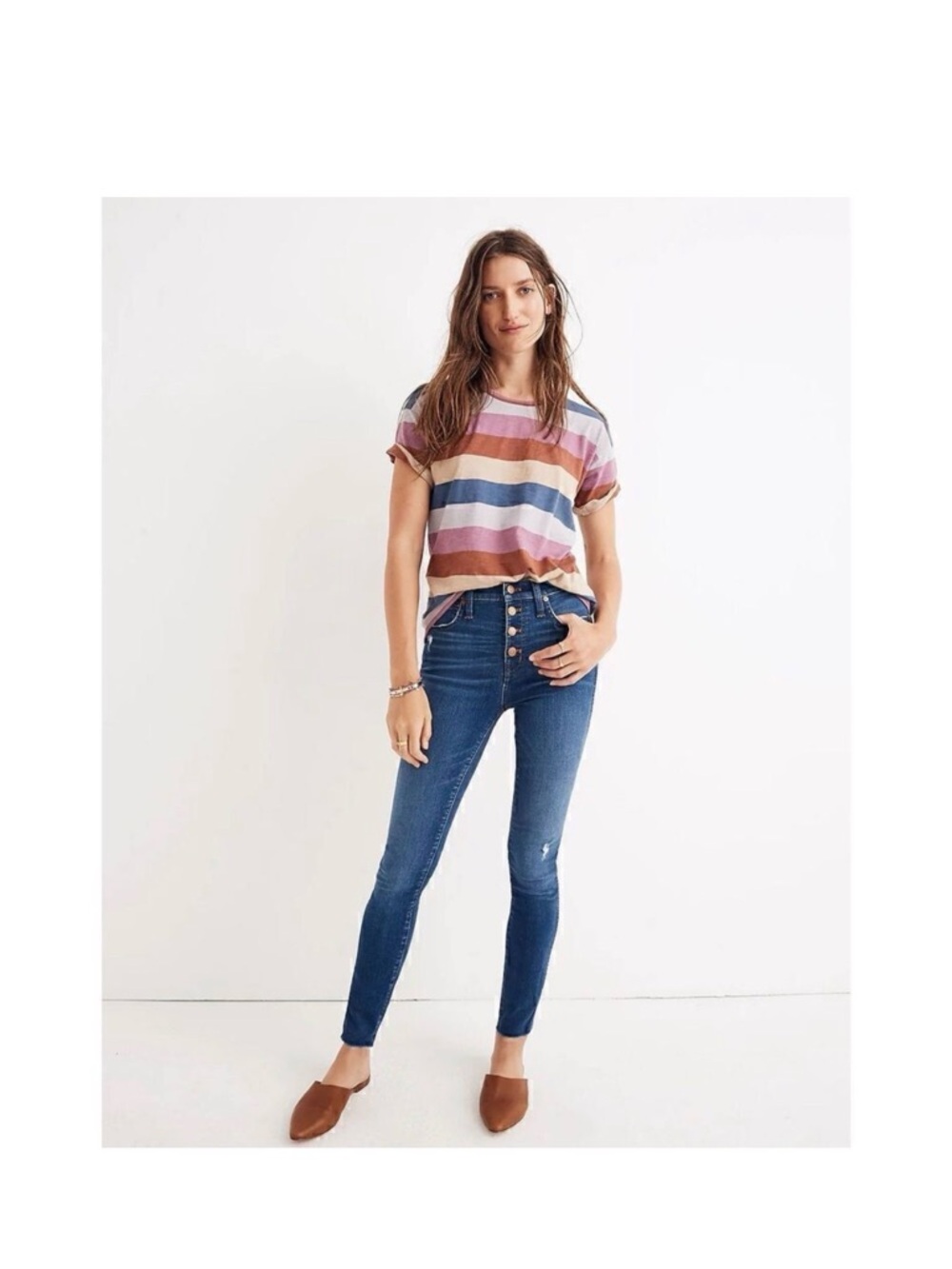 Madewell 10" High-Rise button fly frayed hem Skinny Jeans size 27